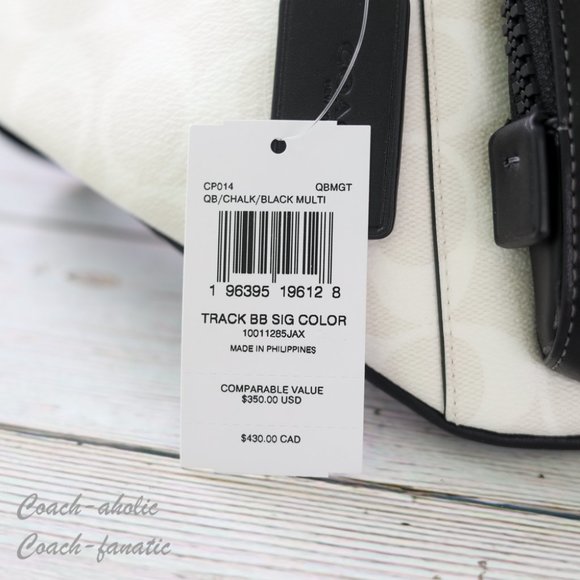 NWT Coach CP014 Track Belt Bag In Colorblock Signature Canvas Chalk/Black - Picture 3 of 12